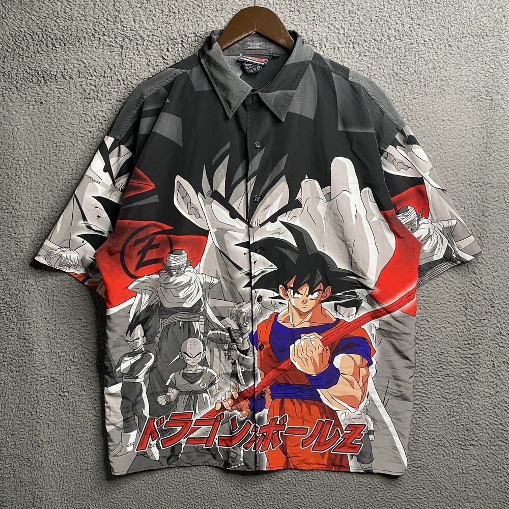 Vintage Y2K Dragon Ball Z GOKU GT Camp Button Shirt AOP Anime All Over Print